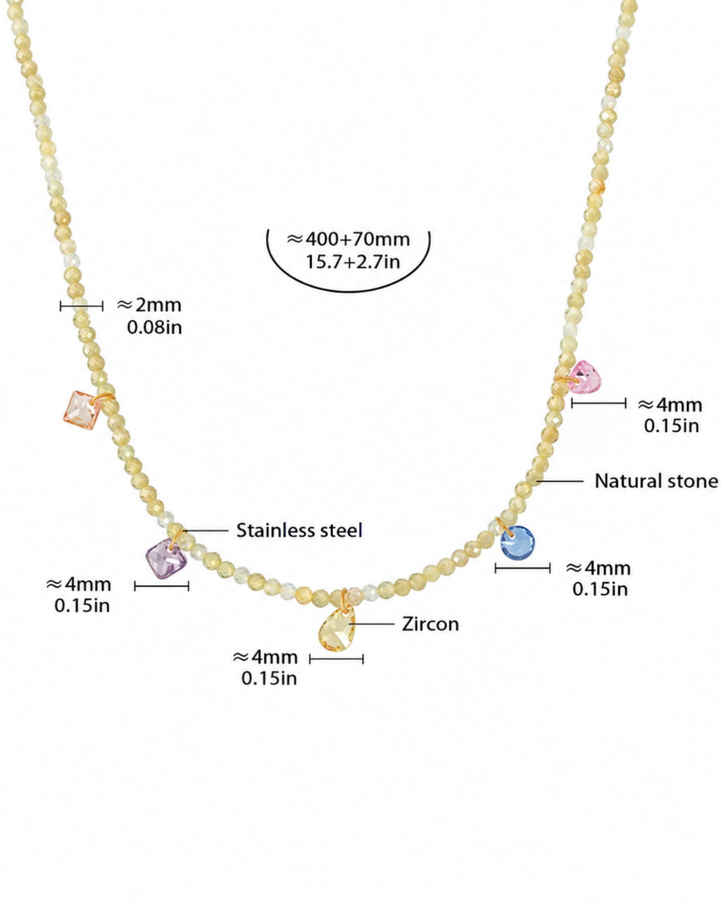Natural Stone Crystal Charm Necklace