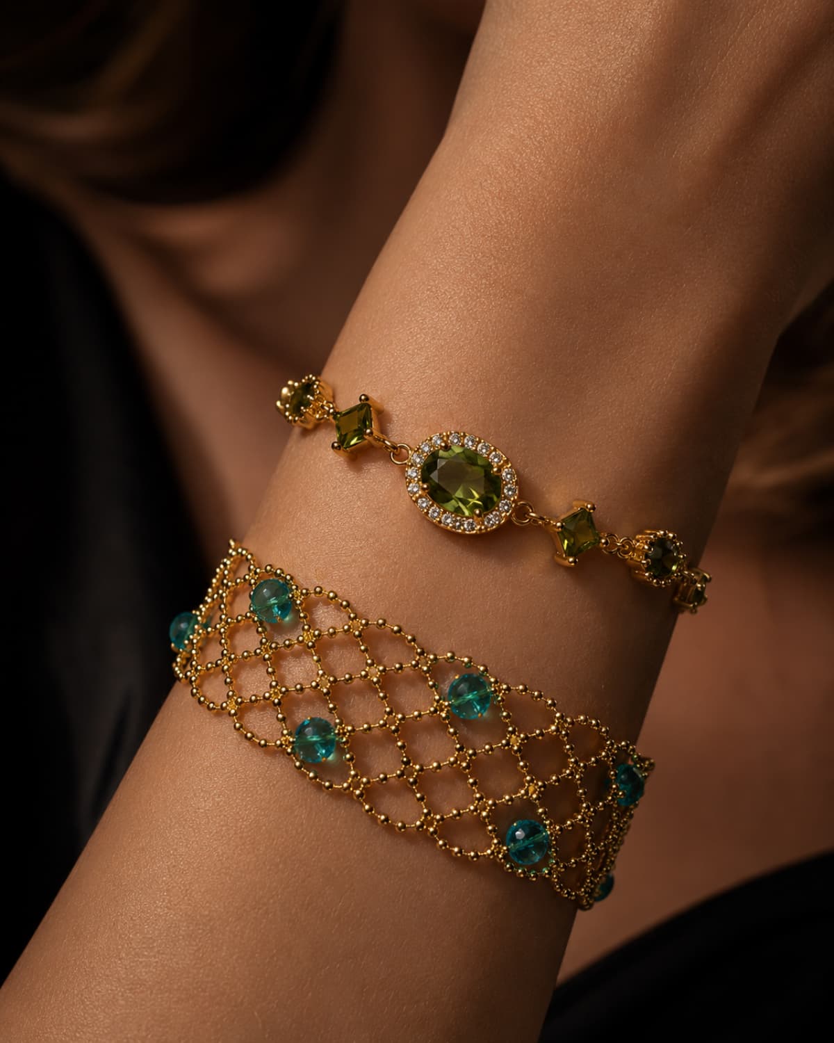 Olive Gleam Tennis Bracelet
