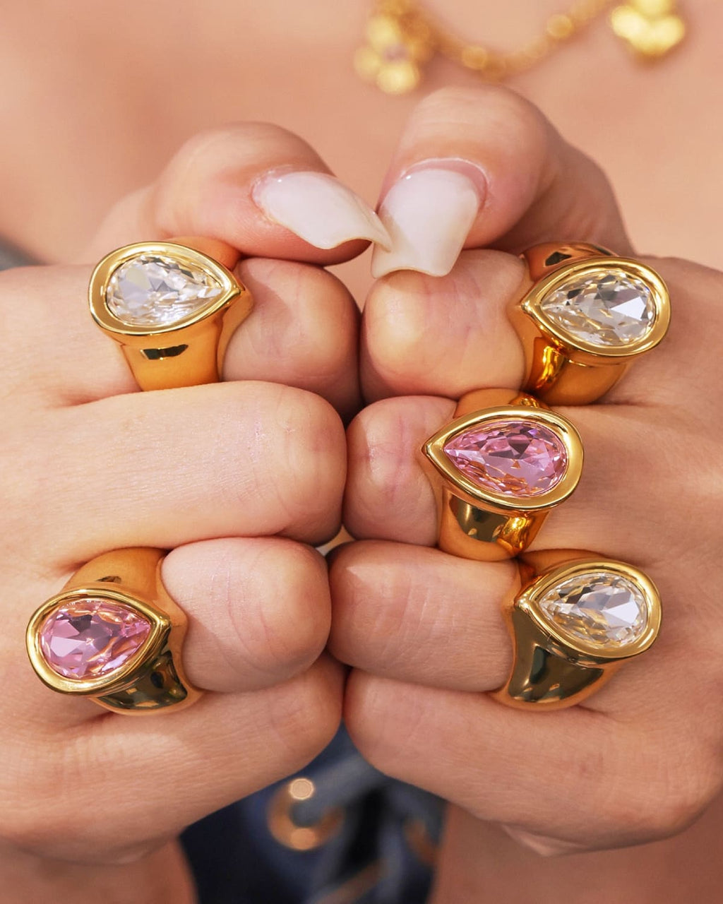 Pear Crystal Signet Ring