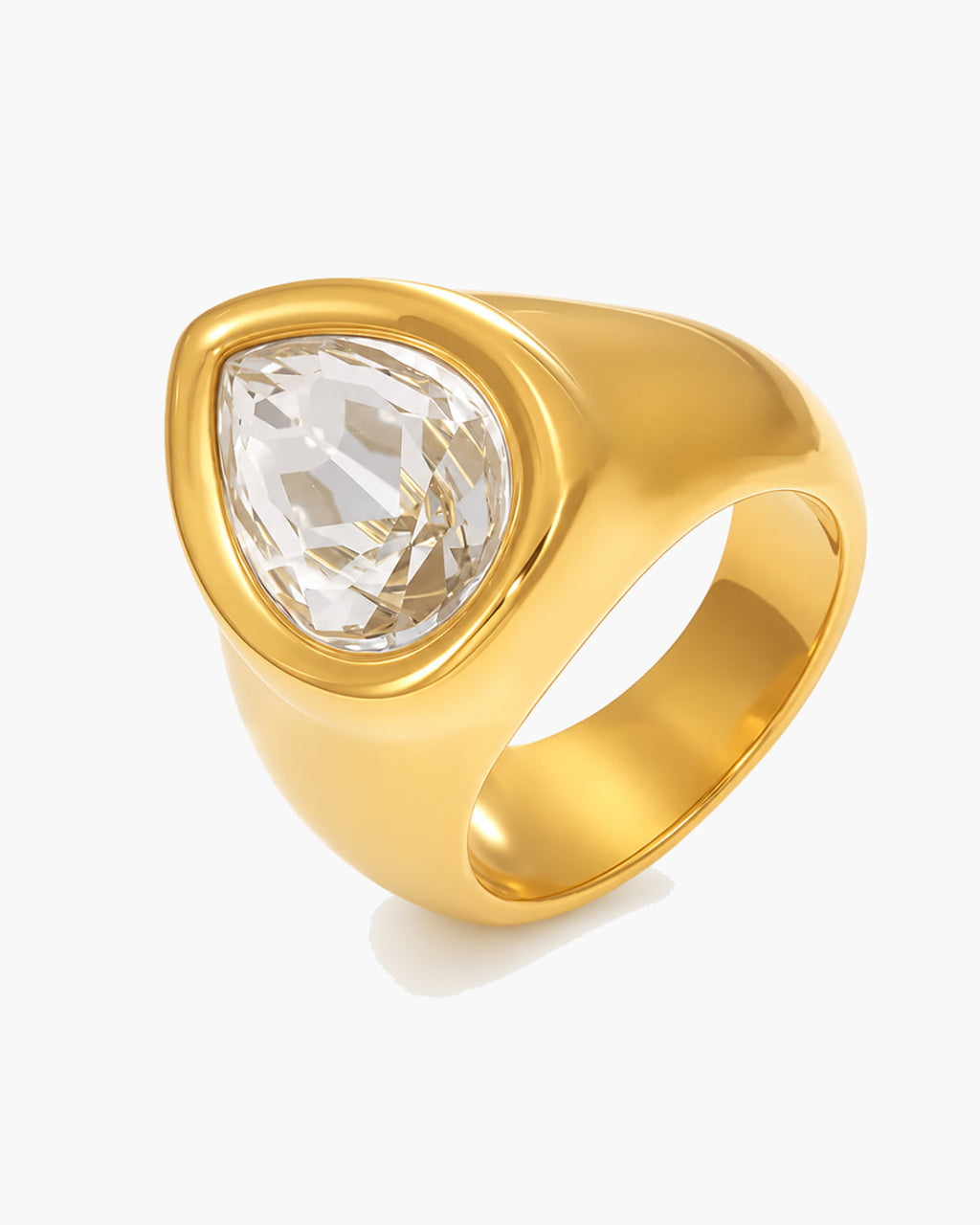 Pear Crystal Signet Ring