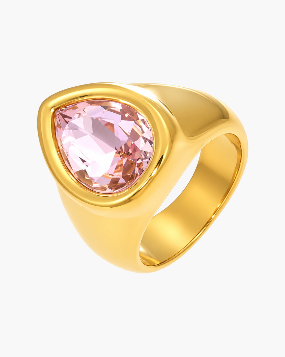 Pear Crystal Signet Ring