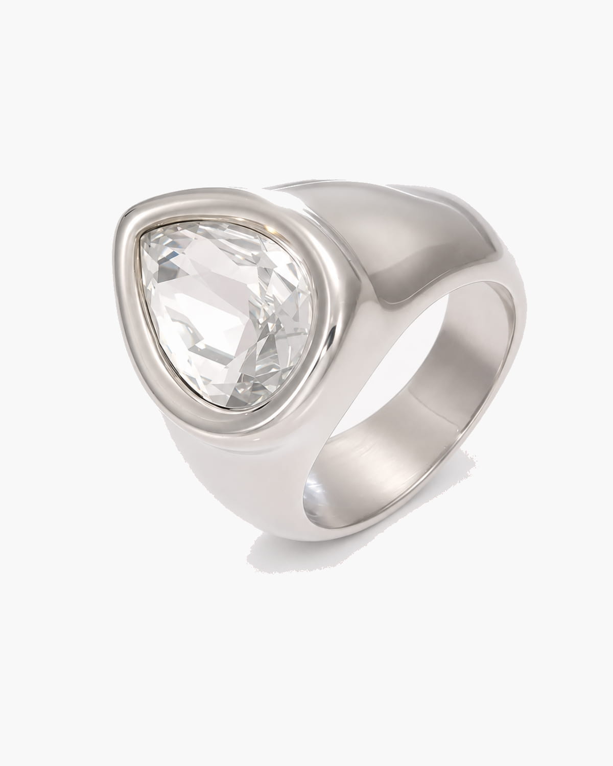 Pear Crystal Signet Ring
