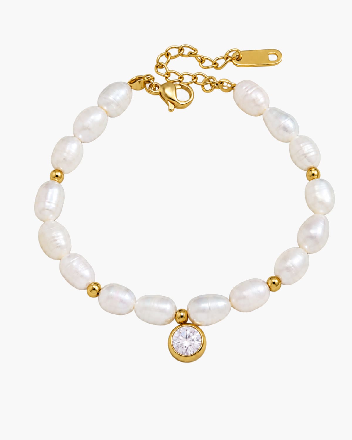 Pearl Crystal Charm Bracelet