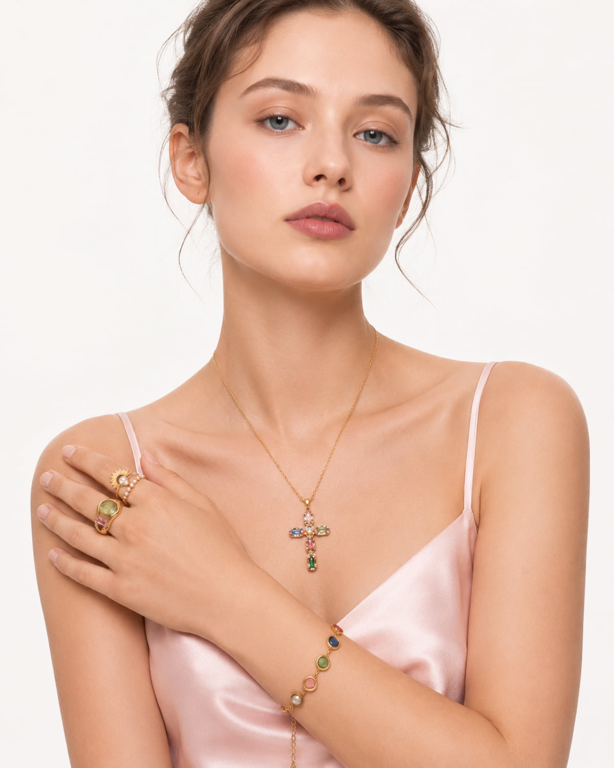 Prism Cross Pendant Necklace