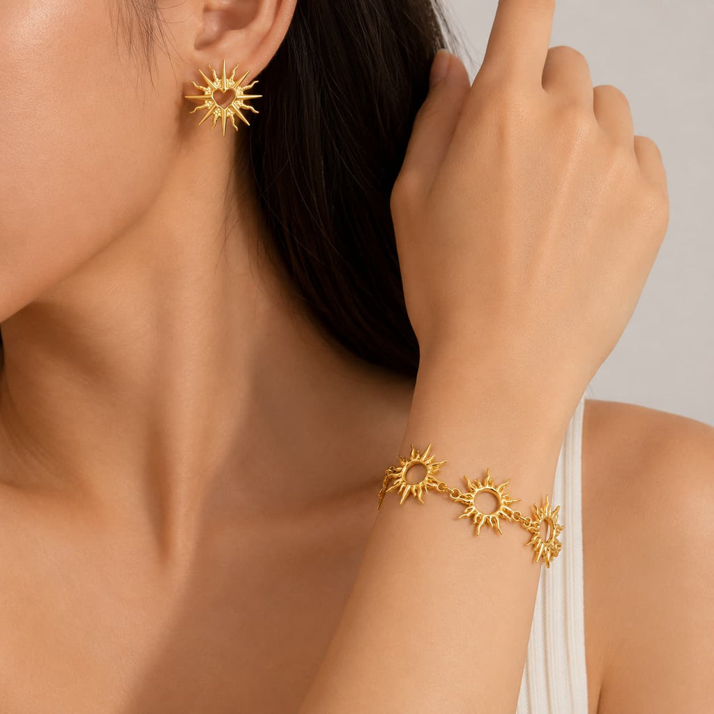 Helios Heart Sunburst Earrings