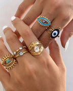 Bague œil porte-bonheur turquoise