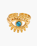 Bague œil porte-bonheur turquoise