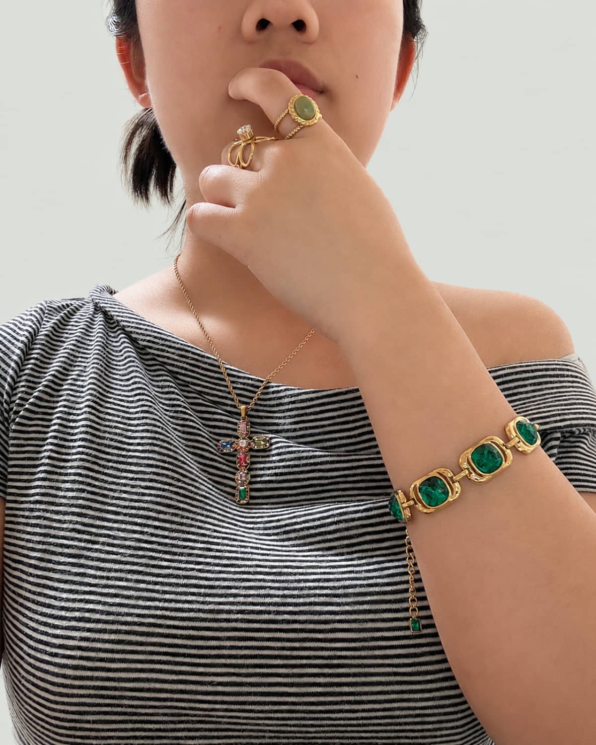 Verdant Green Glass Link Bracelet