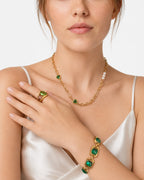Halskette „Verdant Heart“ mit Perlenkette