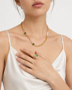 Halskette „Verdant Heart“ mit Perlenkette