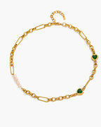 Halskette „Verdant Heart“ mit Perlenkette