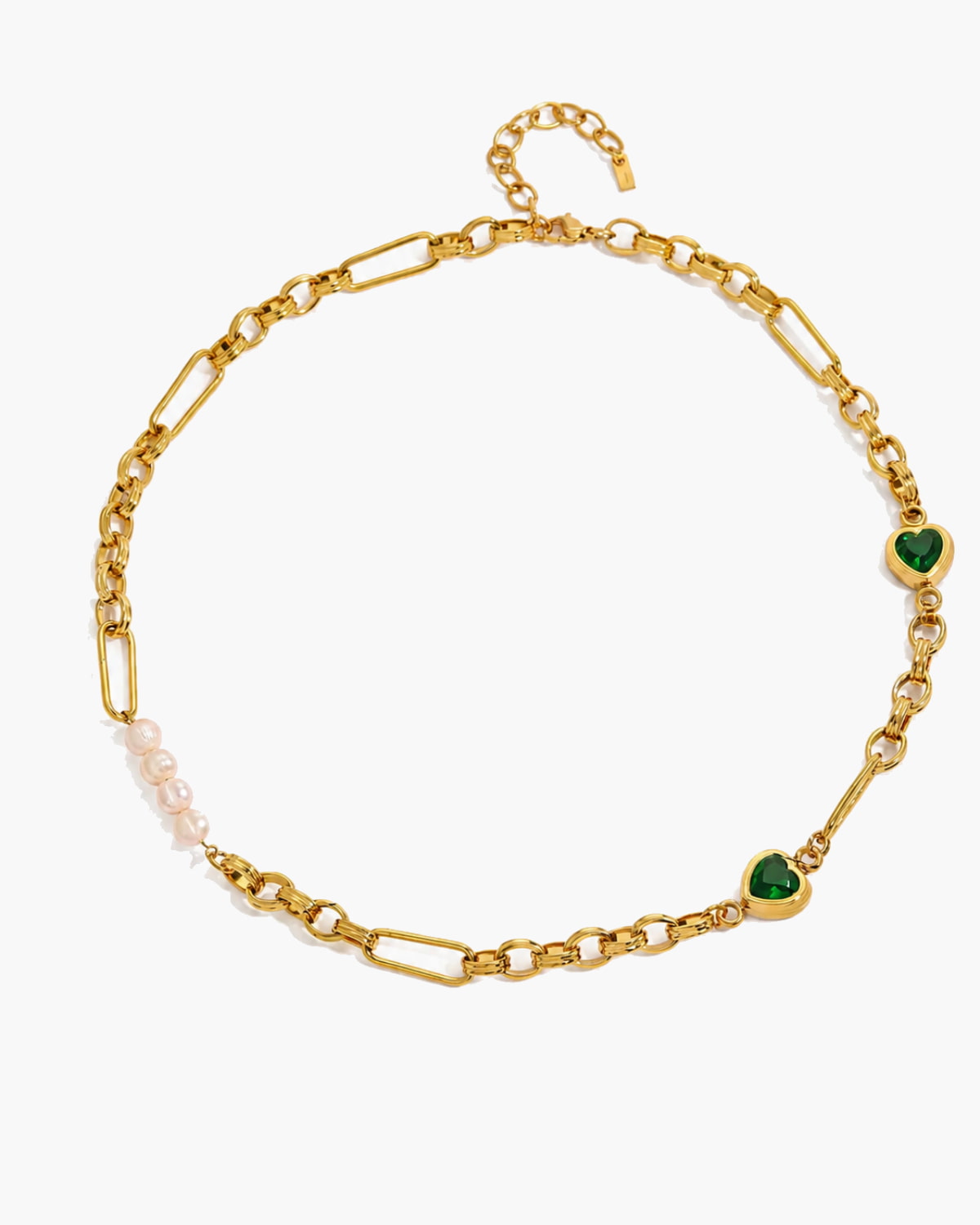 Verdant Heart Pearl Chain Necklace